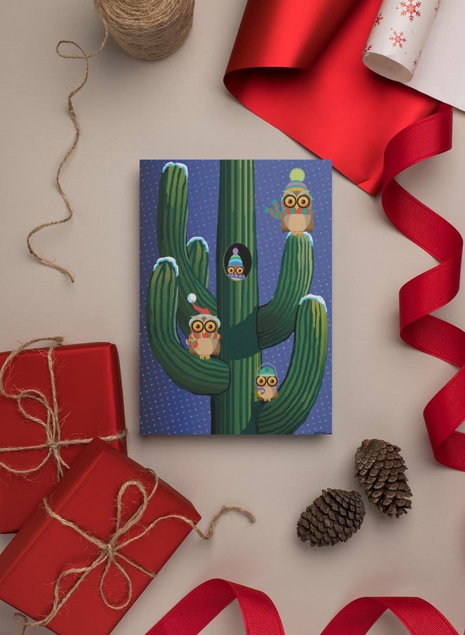 ستون هاوس كوليكشن مجموعة ستون هاوس - بطاقة معايدة عيد الميلاد بتصميم صبار ساجوارو وبوم - 18 بطاقة ومظروف بتصميم صحراوي غربي - صنع في الولايات المتحدة الأمريكية - Image 3