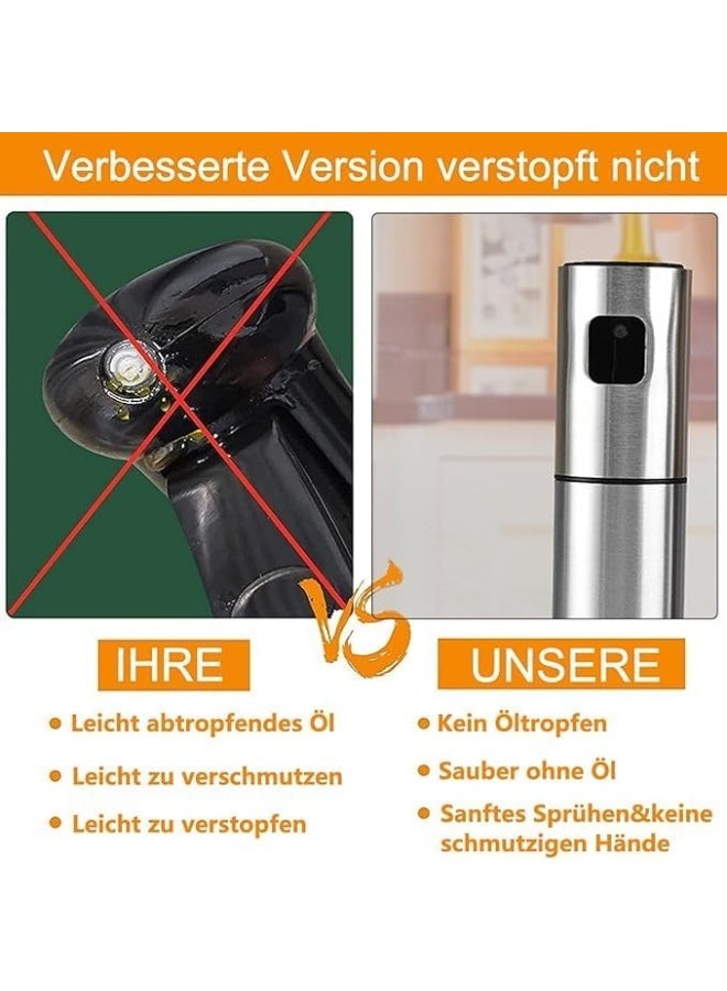 مضخة رش للطهي، زجاجة رش زيت، زجاجة رش للمطبخ، بخاخ من الفولاذ المقاوم للصدأ، زجاجة زجاجية، موزع خل للشواء، السلطة، الخبز، التحميص، نظام غذائي صحي، بخاخ طهي 100 مل - Image 3