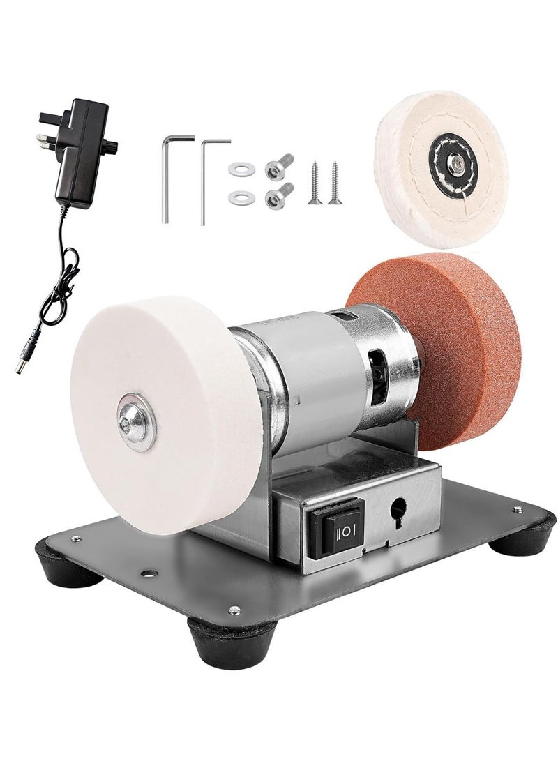 Mini Bench Grinder with 3 Grinding Wheels, Electric Multi-Purpose Grinding Machine Variable Speed 3000-6000 RPM,Electric Benchtop Sander for Metal, Wood, Knife Making, Jewelry Buffing, Forward/Reverse Switch - Image 1