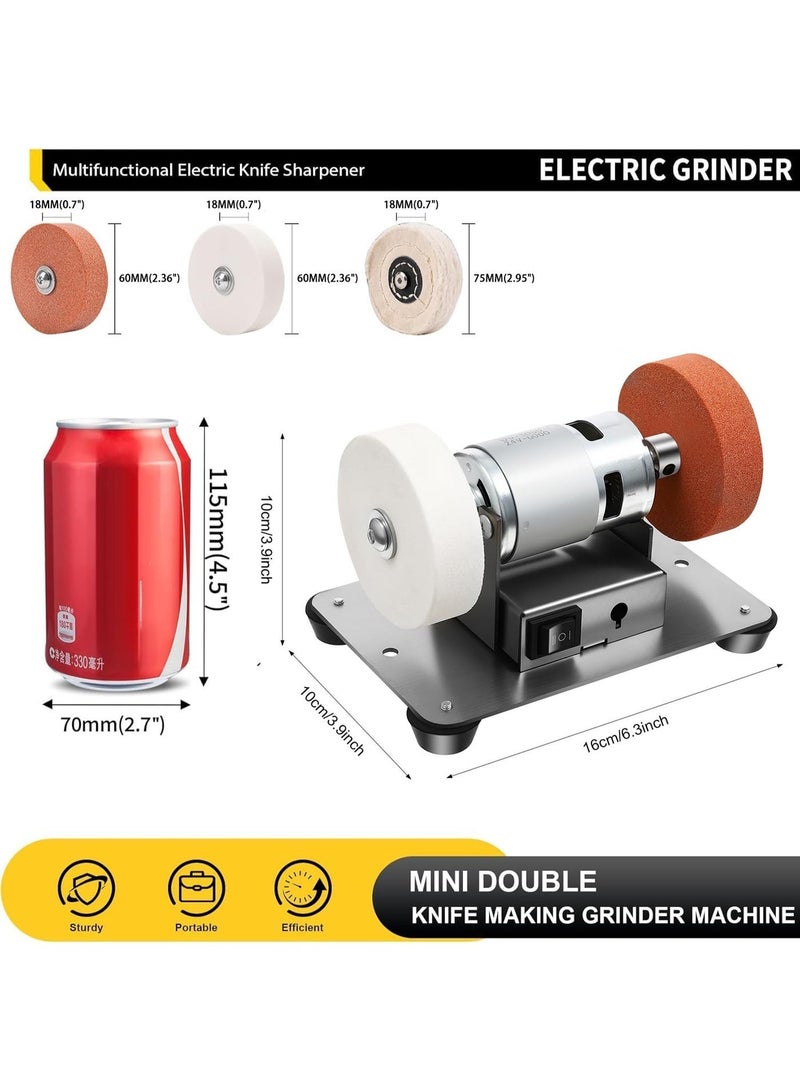 Mini Bench Grinder with 3 Grinding Wheels, Electric Multi-Purpose Grinding Machine Variable Speed 3000-6000 RPM,Electric Benchtop Sander for Metal, Wood, Knife Making, Jewelry Buffing, Forward/Reverse Switch - Image 2