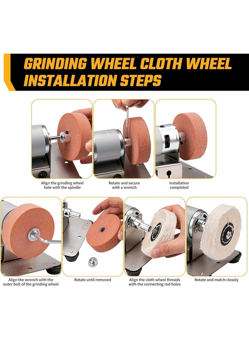 Mini Bench Grinder with 3 Grinding Wheels, Electric Multi-Purpose Grinding Machine Variable Speed 3000-6000 RPM,Electric Benchtop Sander for Metal, Wood, Knife Making, Jewelry Buffing, Forward/Reverse Switch - Image 3