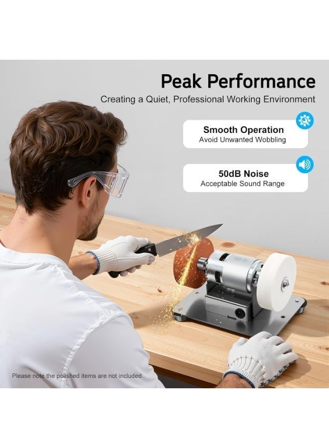 Mini Bench Grinder with 3 Grinding Wheels, Electric Multi-Purpose Grinding Machine Variable Speed 3000-6000 RPM,Electric Benchtop Sander for Metal, Wood, Knife Making, Jewelry Buffing, Forward/Reverse Switch - Image 5