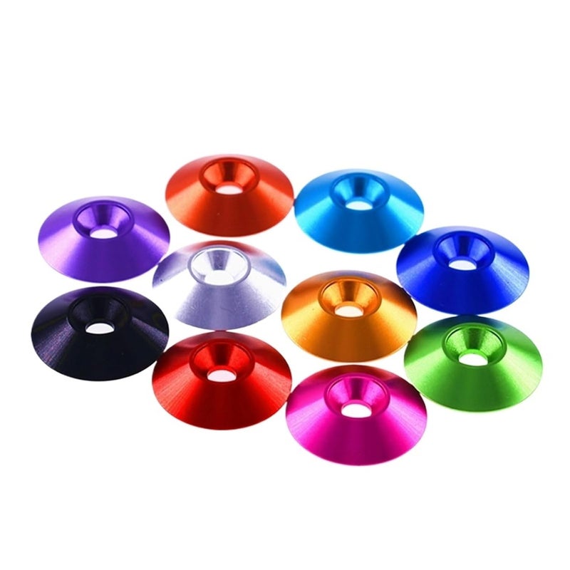 Countersunk Washer,Cup Washer, 5PCS M2 M2.5 M3.5 M4 Aluminum Colourful Countersunk Umbrella Flat Head Screw Concave Conical Decorative Groove Washer Gasket (Size : M2, Color : Mauve_5PCS) (Color : BR - Image 1