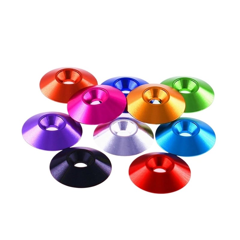 Countersunk Washer,Cup Washer, 5PCS M2 M2.5 M3.5 M4 Aluminum Colourful Countersunk Umbrella Flat Head Screw Concave Conical Decorative Groove Washer Gasket (Size : M2, Color : Mauve_5PCS) (Color : BR - Image 4