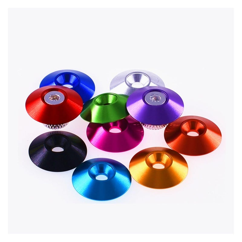 Countersunk Washer,Cup Washer, 5PCS M2 M2.5 M3.5 M4 Aluminum Colourful Countersunk Umbrella Flat Head Screw Concave Conical Decorative Groove Washer Gasket (Size : M2, Color : Mauve_5PCS) (Color : BR - Image 3