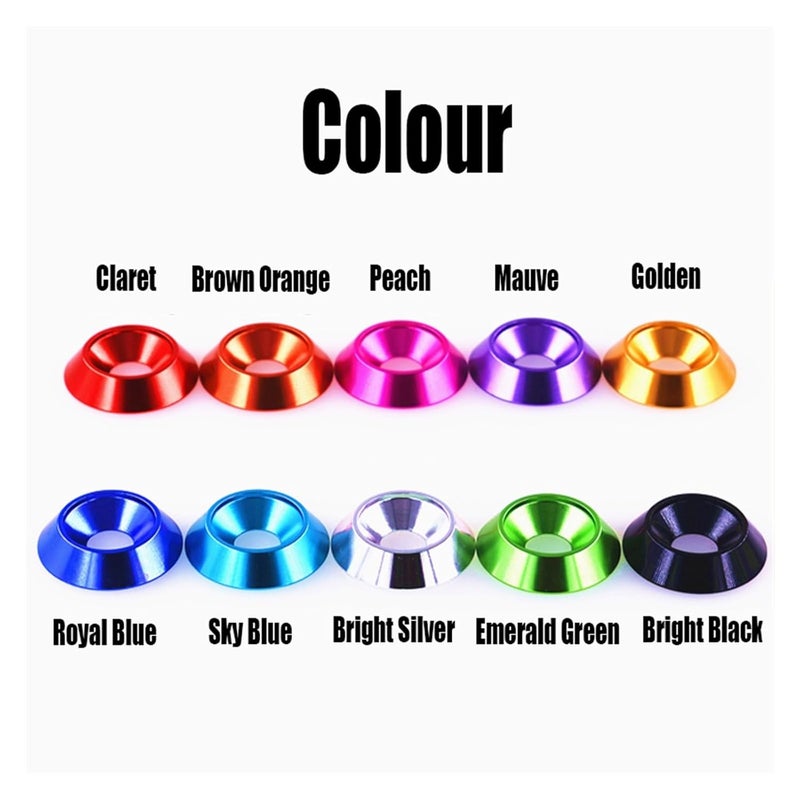 Countersunk Washer,Cup Washer, 5PCS M2 M2.5 M3.5 M4 Aluminum Colourful Countersunk Umbrella Flat Head Screw Concave Conical Decorative Groove Washer Gasket (Size : M2, Color : Mauve_5PCS) (Color : BR - Image 2