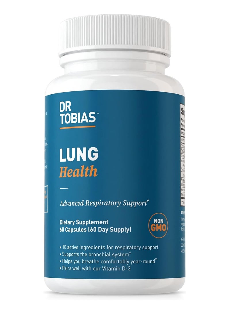 Dr. Tobias Dr. Tobias Lung Health Supplement with Vitamin C, Butterbur, Quercetin & Bromelain, Advanced Lung Cleanse Detox Formula for Bronchial & Respiratory System, Non-GMO, 60 Capsules, 60 Servings  - Image 1