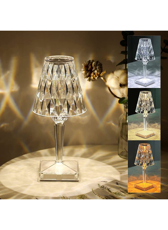 عربست مصباح طاولة من الأكريليك قابل لإعادة الشحن بمنفذ USB بتصميم ماسي شفاف 26سم - Image 4