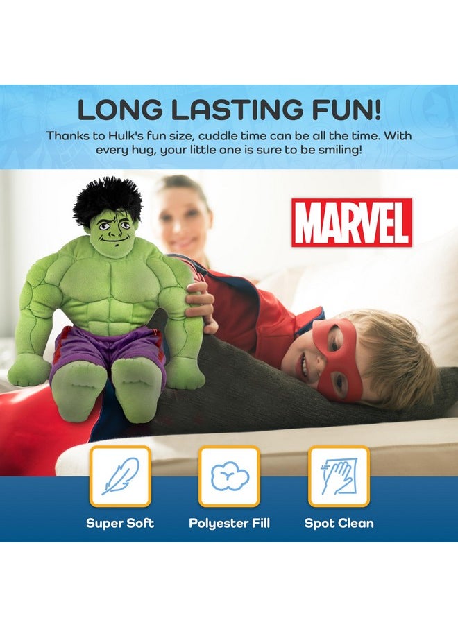 جاي فرانكو - وسادة محشوة من القطيفة على شكل هالك من Marvel Super Hero Adventures للأطفال - مصنوعة من ألياف البوليستر الدقيقة فائقة النعومة، مقاس 18 بوصة (منتج رسمي من Marvel) - Image 1