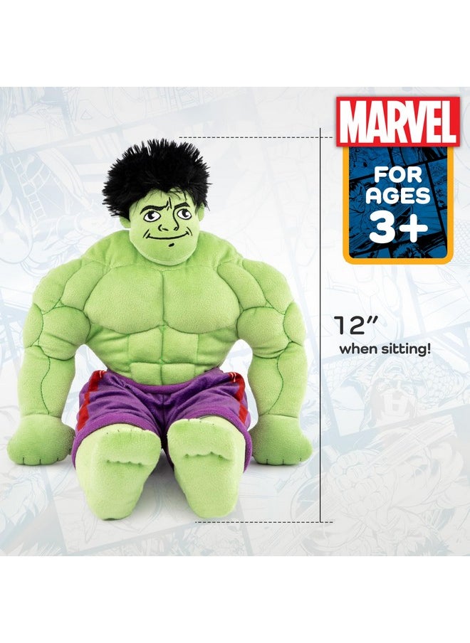 جاي فرانكو - وسادة محشوة من القطيفة على شكل هالك من Marvel Super Hero Adventures للأطفال - مصنوعة من ألياف البوليستر الدقيقة فائقة النعومة، مقاس 18 بوصة (منتج رسمي من Marvel) - Image 1