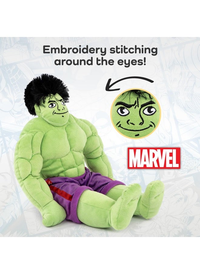 جاي فرانكو - وسادة محشوة من القطيفة على شكل هالك من Marvel Super Hero Adventures للأطفال - مصنوعة من ألياف البوليستر الدقيقة فائقة النعومة، مقاس 18 بوصة (منتج رسمي من Marvel) - Image 1