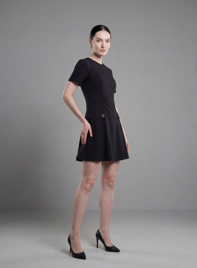 Mish Black Short Sleeve A-Line Mini Dress - Image 3