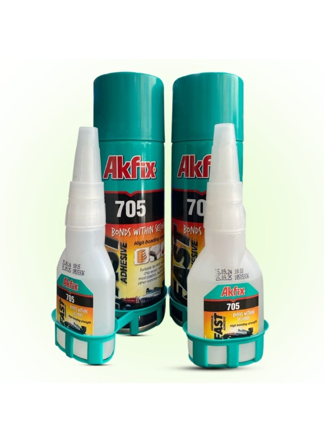 Akfix705 Super Glue 100g And spray 400ml  - Image 1
