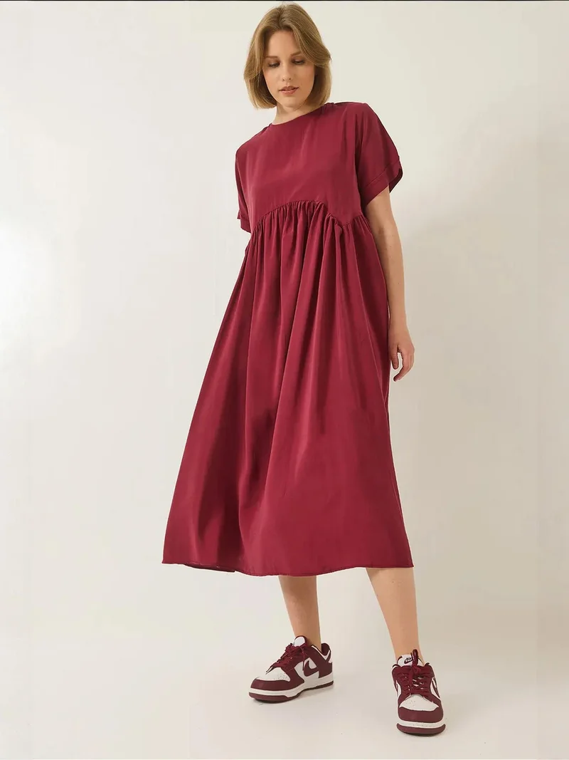 Bianco Lucci LUCCI Midi Dress with Ruffle Detail