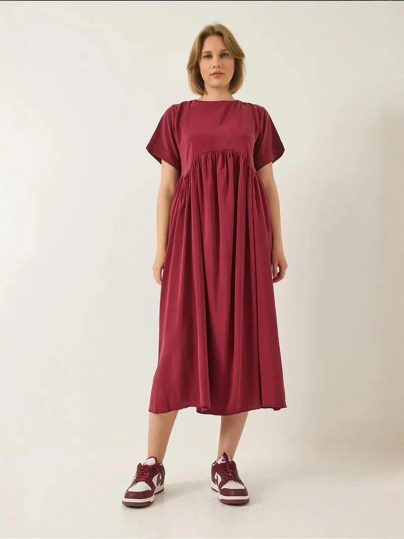 Bianco Lucci LUCCI Midi Dress with Ruffle Detail