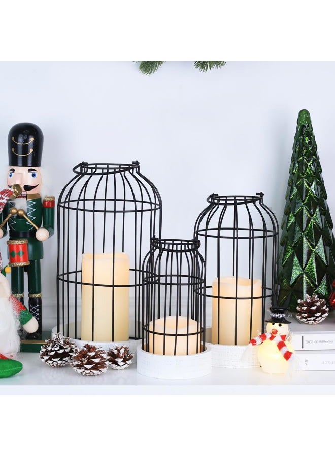 DECORKEY Rustic Farmhouse Lantern Decor Set of 3 Lanterns Decorative Indoor and Outdoor, Fireplace Mantle or Kitchen Dining Table - Modern Upscale Beauty for Home - Image 4