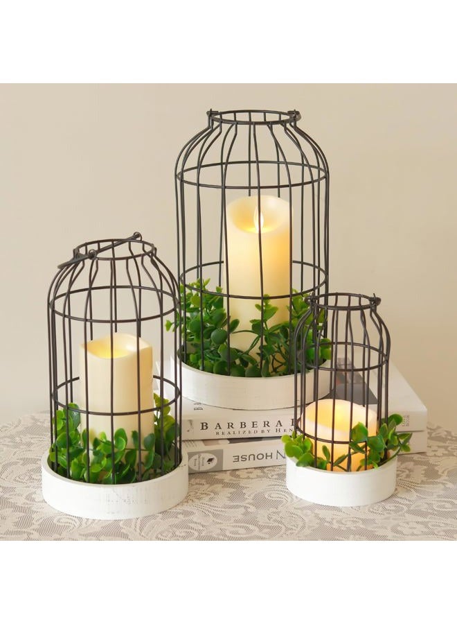 DECORKEY Rustic Farmhouse Lantern Decor Set of 3 Lanterns Decorative Indoor and Outdoor, Fireplace Mantle or Kitchen Dining Table - Modern Upscale Beauty for Home - Image 1