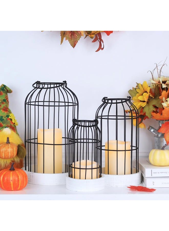 DECORKEY Rustic Farmhouse Lantern Decor Set of 3 Lanterns Decorative Indoor and Outdoor, Fireplace Mantle or Kitchen Dining Table - Modern Upscale Beauty for Home - Image 3