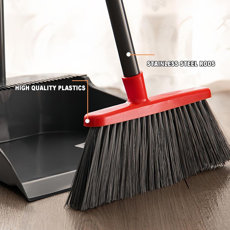 BSMstone Small Broom Stiff Bristles Brush with Long Handle Indoor or Outdoor Compact Broom for Sweeping Patio Garage Garden,Deck,Concrete Floor,Bathroom (Red) - Image 4