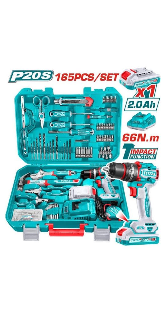 TOTAL 165 Piece Bag 20V 66N 1 Battery Drill with Accessories - Image 1