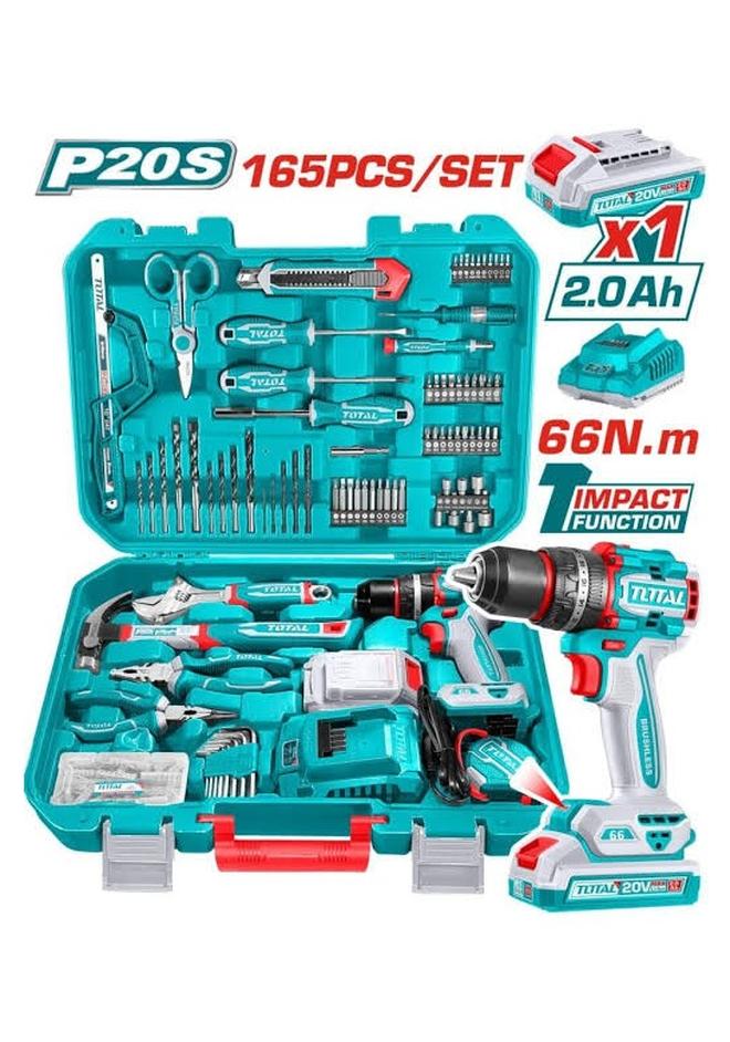TOTAL 165 Piece Bag 20V 66N 1 Battery Drill with Accessories - Image 1