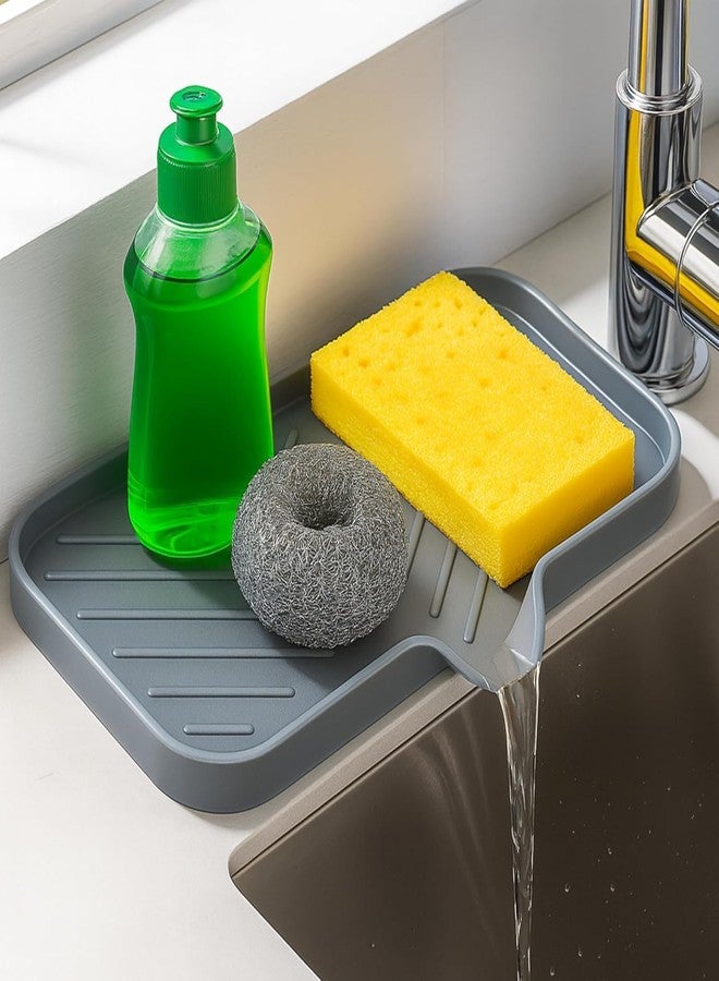 UMANATH Silicone Kitchen Sink Mat & Organizer – Fast-Drying Faucet Drip Pad | Non-Slip Sink Tray for Soap, Sponge & Scrubber Storage - 1 - Image 1