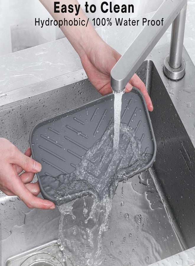 UMANATH Silicone Kitchen Sink Mat & Organizer – Fast-Drying Faucet Drip Pad | Non-Slip Sink Tray for Soap, Sponge & Scrubber Storage - 1 - Image 5