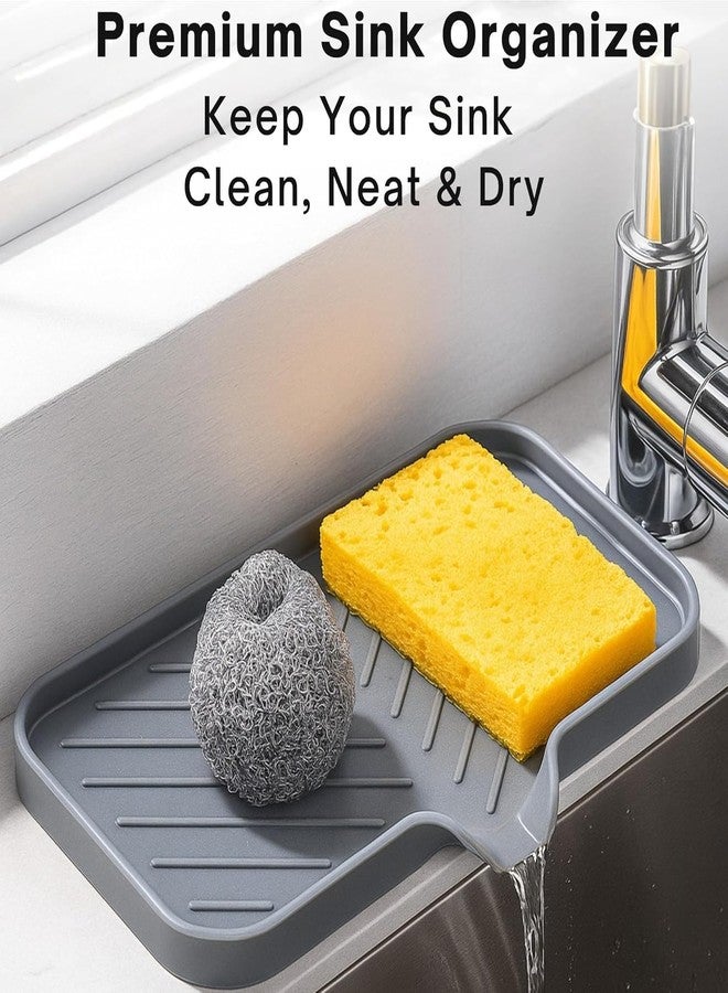 UMANATH Silicone Kitchen Sink Mat & Organizer – Fast-Drying Faucet Drip Pad | Non-Slip Sink Tray for Soap, Sponge & Scrubber Storage - 1 - Image 2