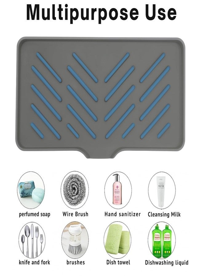 UMANATH Silicone Kitchen Sink Mat & Organizer – Fast-Drying Faucet Drip Pad | Non-Slip Sink Tray for Soap, Sponge & Scrubber Storage - 1 - Image 4