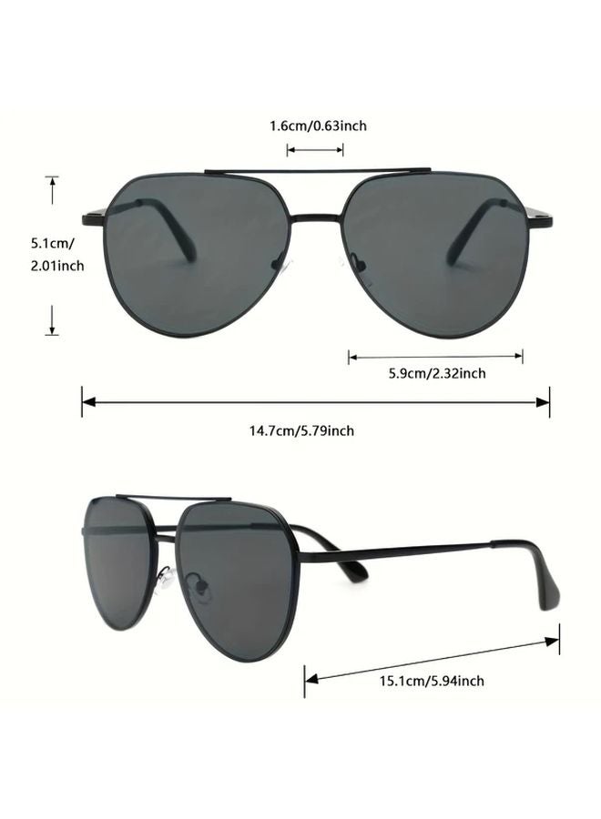 Black And Gray Geometric Double Bridge Colorful Lens Sunglasses For Music Festivals Street Photography - Image 3