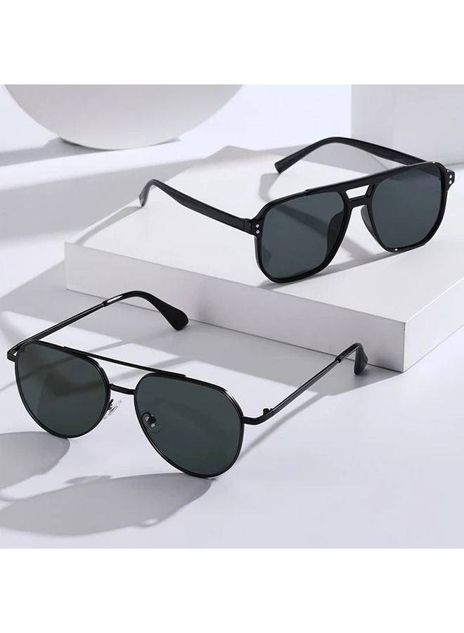 Black And Gray Geometric Double Bridge Colorful Lens Sunglasses For Music Festivals Street Photography - Image 5