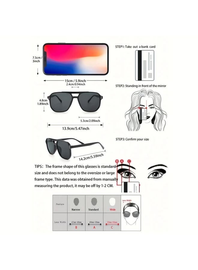 Black And Gray Geometric Double Bridge Colorful Lens Sunglasses For Music Festivals Street Photography - Image 4