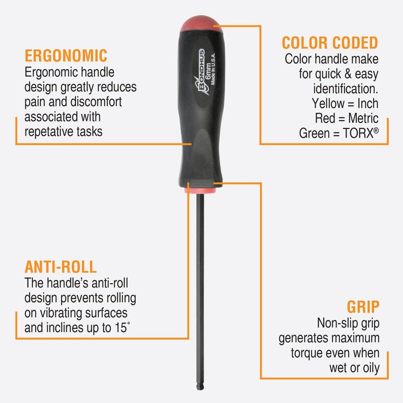 Bondhus 10699 Set of 9 Balldriver Screwdrivers, ProGuard Finish, sizes 1.5-10mm - Image 2