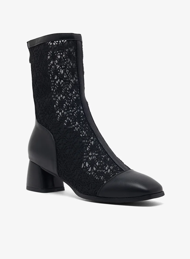 Ginger Block Heel Lace Detail Ankle Boots