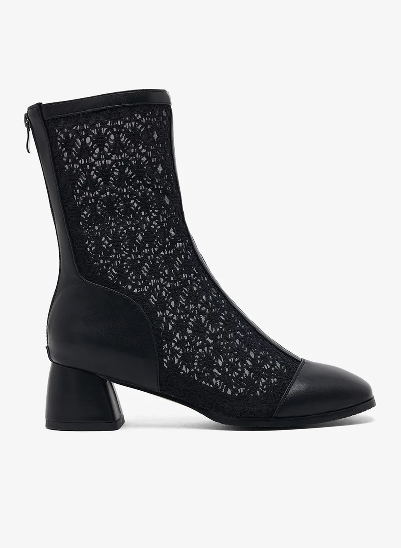 Ginger Block Heel Lace Detail Ankle Boots