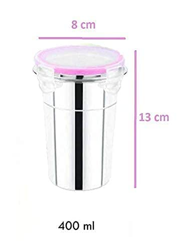 NOBILEA Stainless Steel Tumbler for Traveling Tiffin for Coffee Tea Beer Milk Lassi Butter Milk Glass Tumbler with Airtight Cap Set 400ml600ml - Image 3