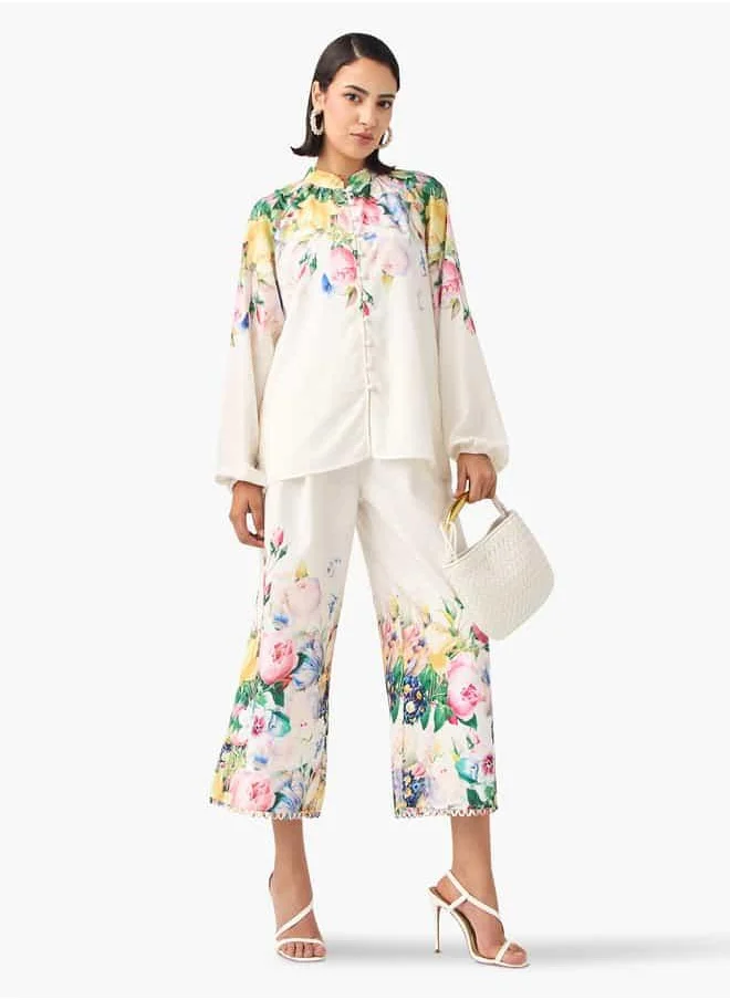 تواكستريمز 2Xtremz Floral Print Culottes with Zip Closure and Pockets