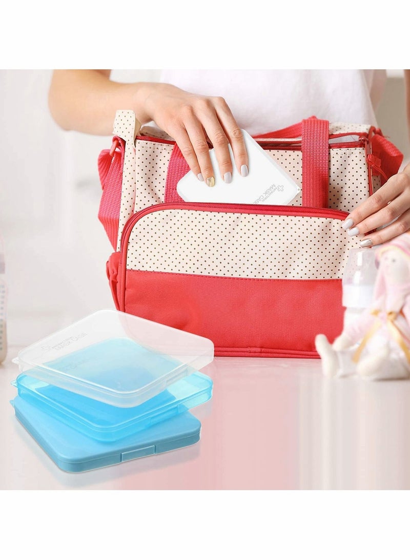 Y&D Mask Storage Case Portable Face Box for Recyclable Clip Organizer with Lids Cover Pollution Prevention (Clear White Clear Blue Blue) - Image 2