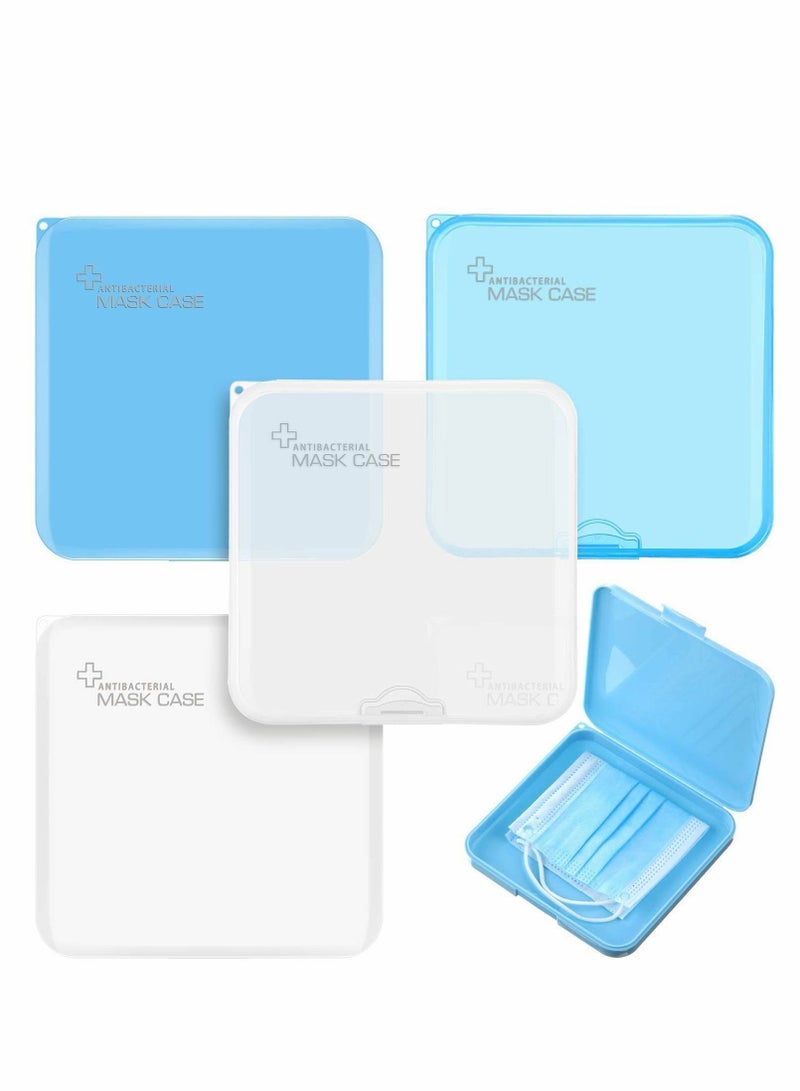 Y&D Mask Storage Case Portable Face Box for Recyclable Clip Organizer with Lids Cover Pollution Prevention (Clear White Clear Blue Blue) - Image 1