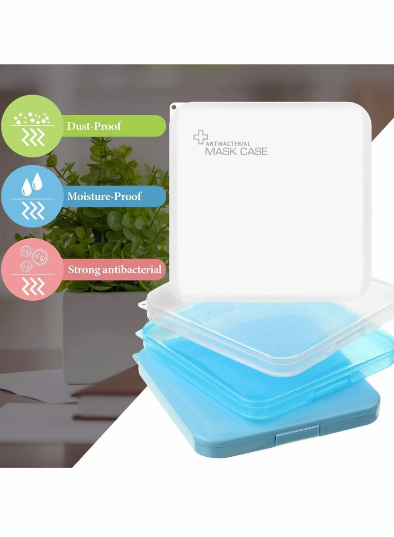Y&D Mask Storage Case Portable Face Box for Recyclable Clip Organizer with Lids Cover Pollution Prevention (Clear White Clear Blue Blue) - Image 4