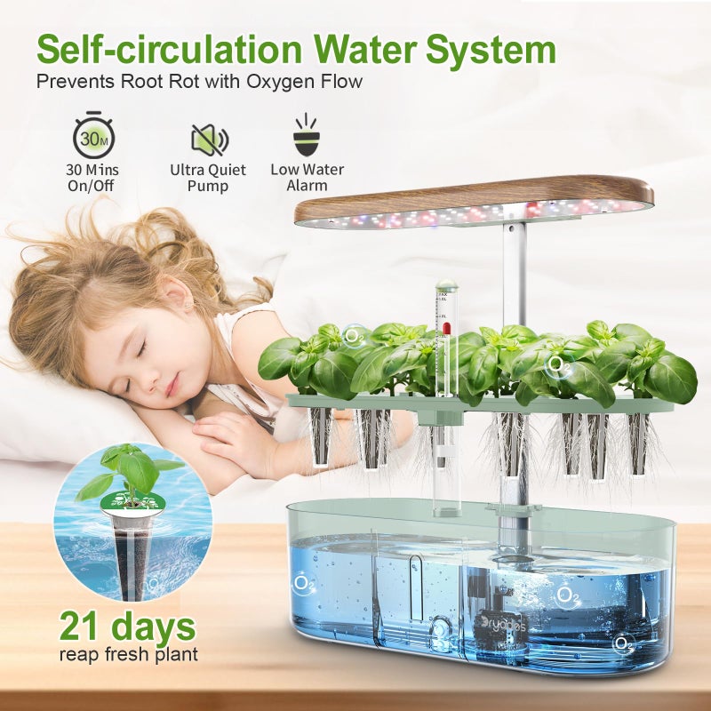 DRYADES Hydroponics Growing System Indoor Garden: 12 Pods Herb Garden Kit Indoor with LED Grow Light Plant Germination Kit Aeroponic Healthy Fresh Herbs Vegetables Hydroponic Planter for Home Kitchen Office - Image 3
