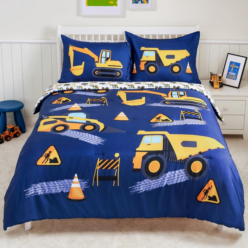 Joiedomi Kid Twin Comforter Set 5 Piece Construction Vehicle Bedding Set for Boys Girls Super Soft Microfiber Bed in a Bag with Comforter Sheets Pillowcase Sham - Image 1