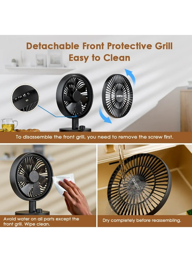أورايمو مروحة طاولة Oraimo SmartTableFan 5W، مروحة مكتبية محمولة قابلة لإعادة الشحن مع محرك بدون فرش، تدفق هواء هادئ، تحكم في السرعة بلا خطوات، تصل إلى 7 ساعات من التشغيل، زوايا قابلة للتعديل، بطارية 2000mAh - Image 4