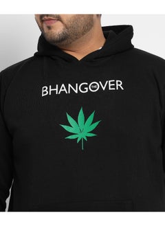 Instafab Plus Instafab Plus Men's Black Bhangover Hoodie With Kangaroo Pocket  - Image 2