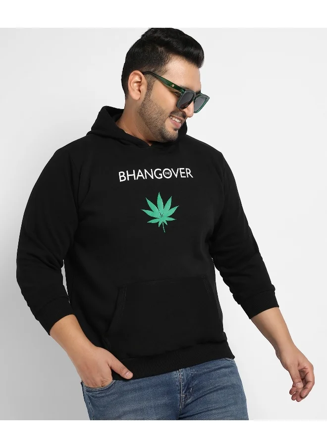 Instafab Plus Instafab Plus Men's Black Bhangover Hoodie With Kangaroo Pocket