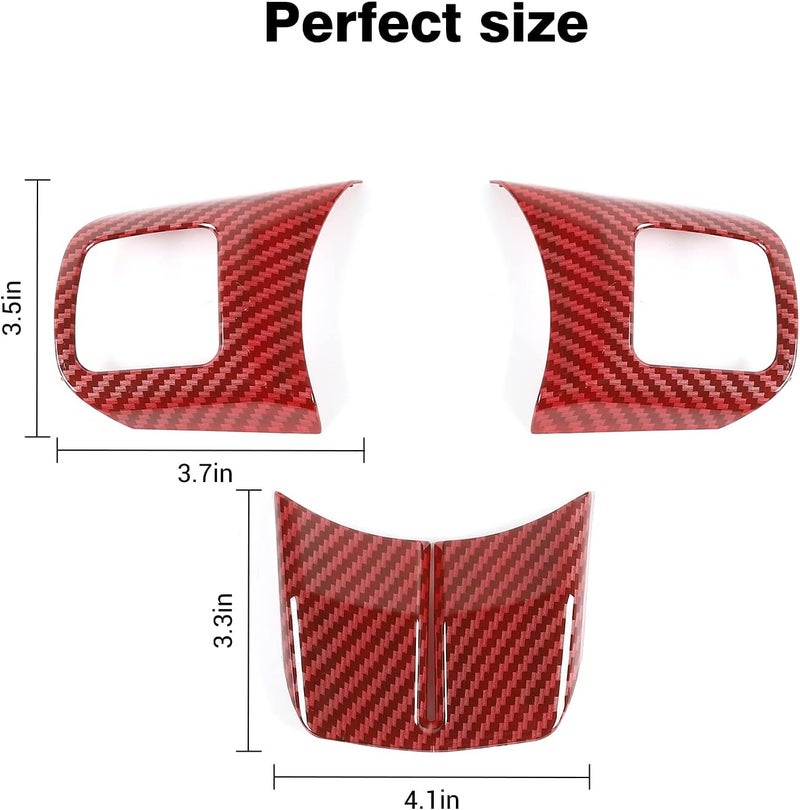 JeCar Interior Steering Wheel Decoration Trim Kits For Jeep Wrangler 2011-2017 JK & Unlimited/Patriot Compass 2011-2016 & Grand Cherokee 2011-2013, Red Carbon Fiber Finish - Image 2