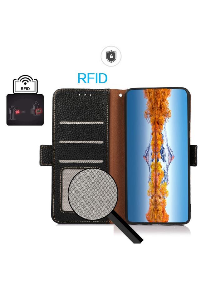 اس-توب جراب هاتف KHAZNEH من الجلد الطبيعي الليتشي المغناطيسي الجانبي بتقنية RFID لهاتف Honor 200 Smart / Play 60 Plus - Image 4