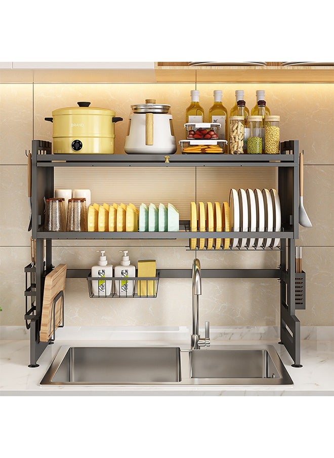 Beauenty - Dish Drying Rack Above Kitchen Sink, Over The Sink Dish Rack, Large Dish Drying Stand Drainer with Utensil Holder for Kitchen Countertop Organizer(75cm) - Image 1