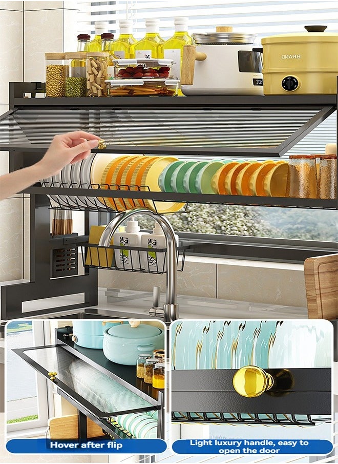 Beauenty - Dish Drying Rack Above Kitchen Sink, Over The Sink Dish Rack, Large Dish Drying Stand Drainer with Utensil Holder for Kitchen Countertop Organizer(75cm) - Image 1