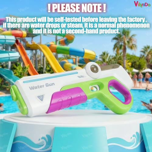 VikriDA Electric Water Gun with Free Extra Rechargeable Battery LED Lights & Self-Filling Function 25–32 Ft Long Range High Pressure Water Blaster Pool & Beach Summer Toy – Multicolor - Image 2